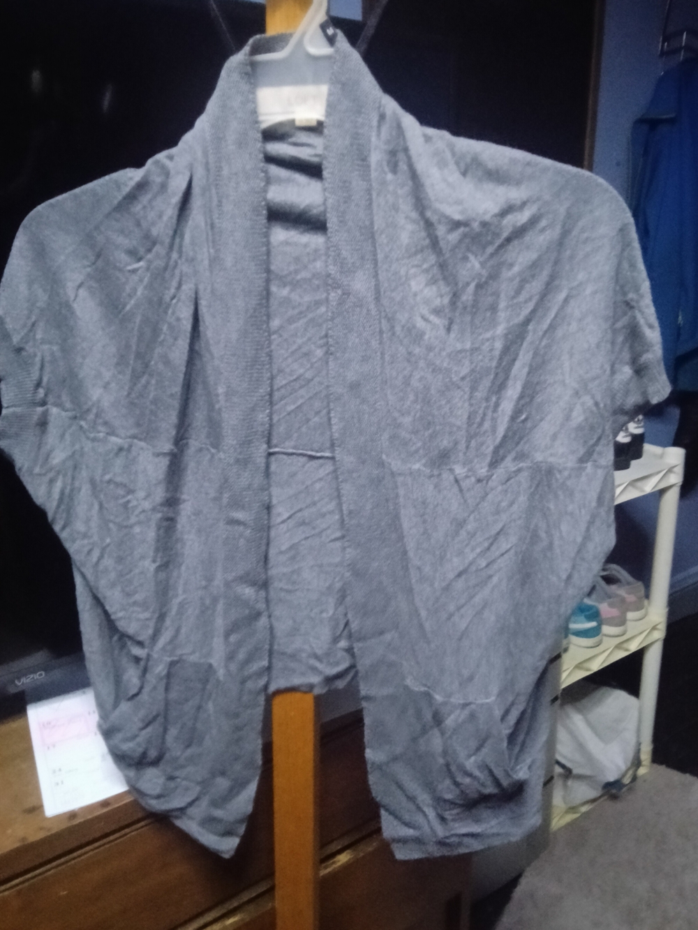 LOFT Heathered Gray Open Front Knit Cardigan